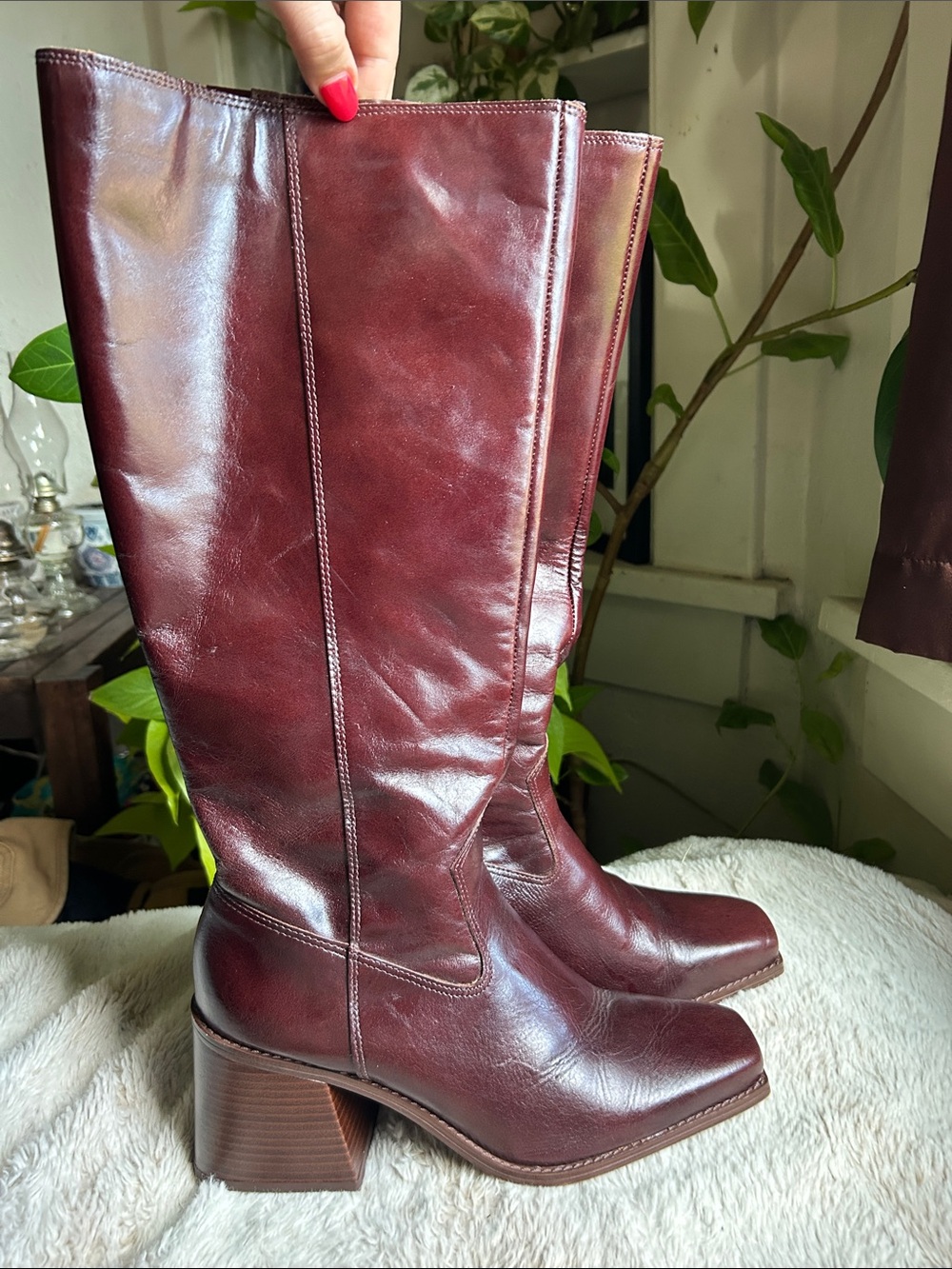 Vince Camuto Dark Brown Over-the-Knee Leather Boots Sangetti Dark Mahogany